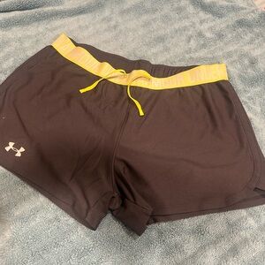 Under Armour Women's Athletic Shorts in Black and Yellow